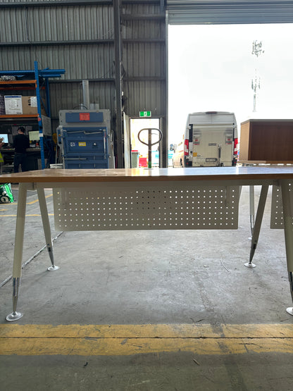 Fusion Workstation by Workspace Long Wood Veneer Desk