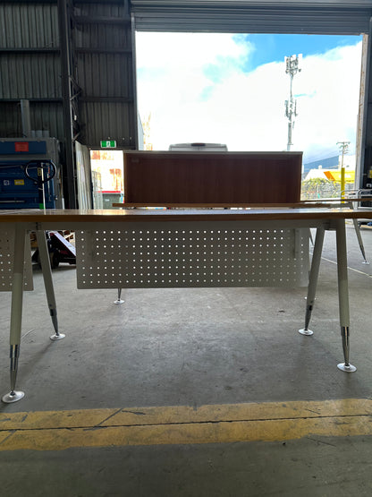 Fusion Workstation by Workspace Long Wood Veneer Desk