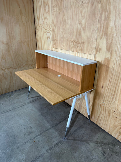 Fusion workstation by Workspace timber veneer with hutch