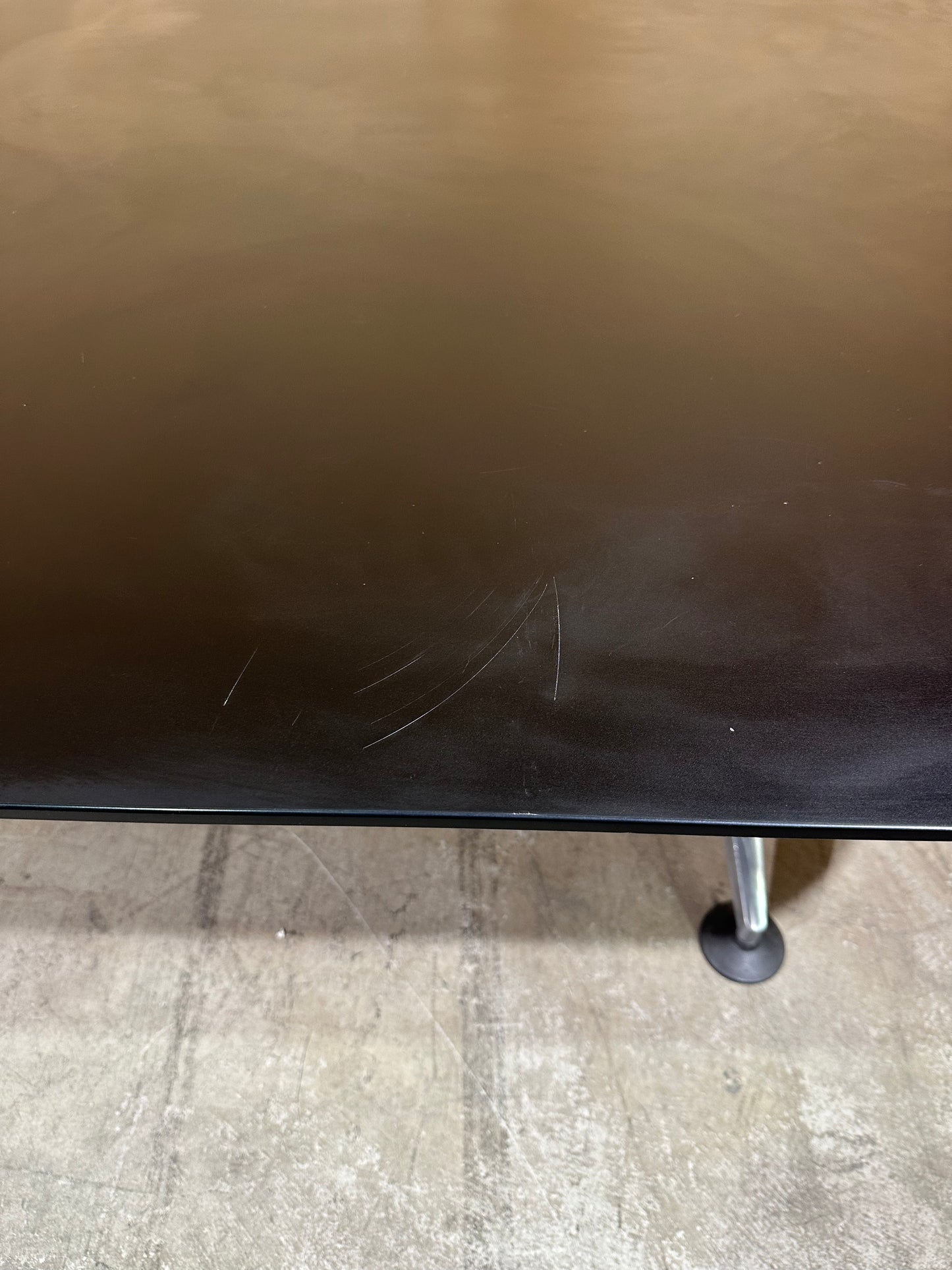 Black Boardroom table with built in powerboard