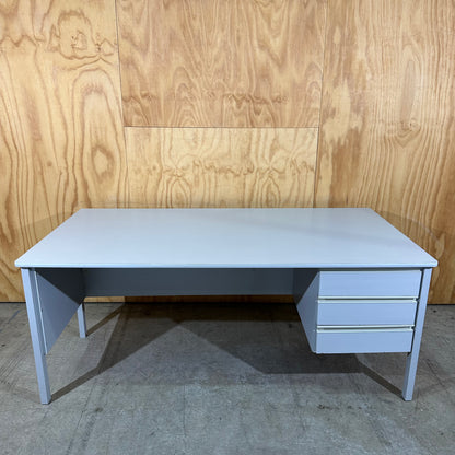 Grey Melamine Desk with In-Built Drawers