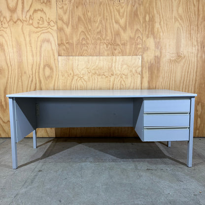 Grey Melamine Desk with In-Built Drawers