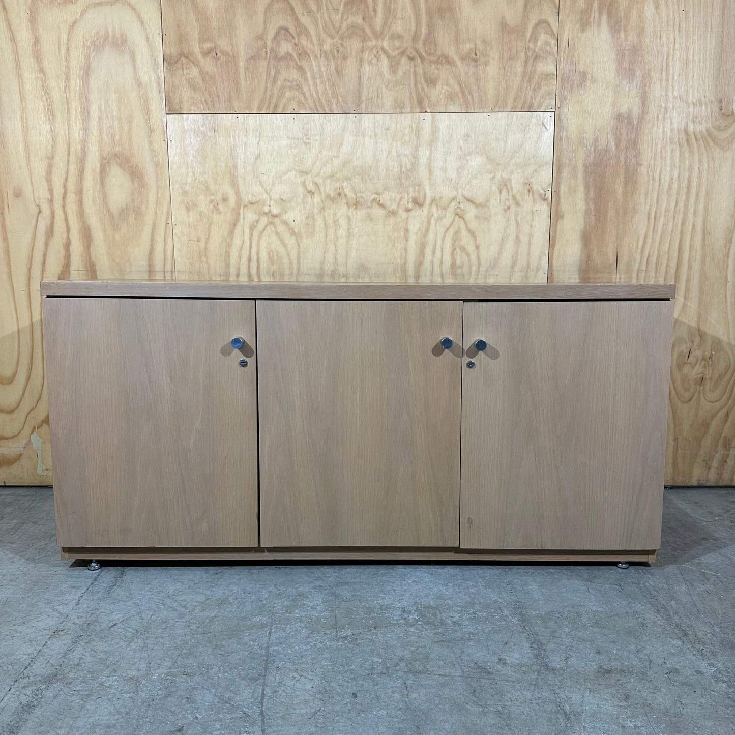 Wooden Veneer 3-Door Credenza