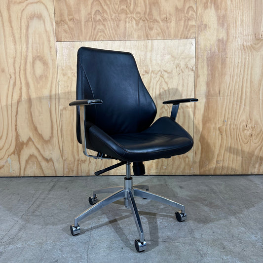 Corporate Chair Systems Black Leather Office Chair
