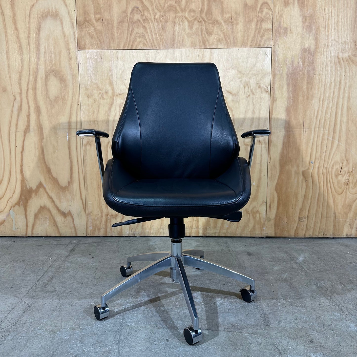 Corporate Chair Systems Black Leather Office Chair