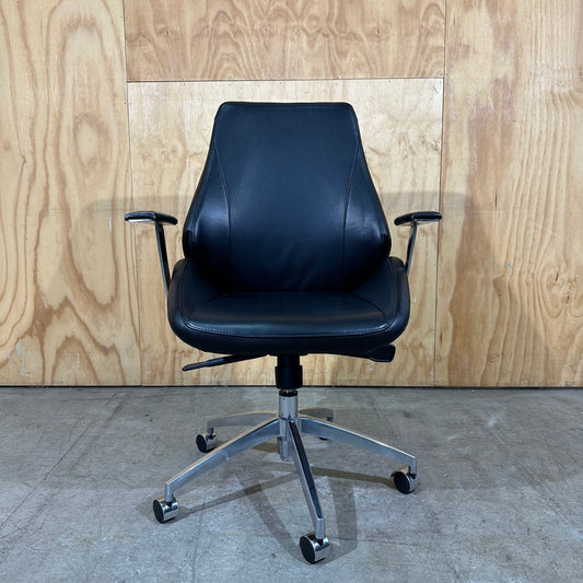 Corporate Chair Systems Black Leather Office Chair