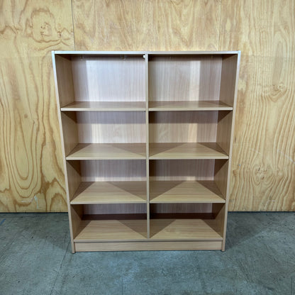 Light Oak Wood Veneer Double Bookcase