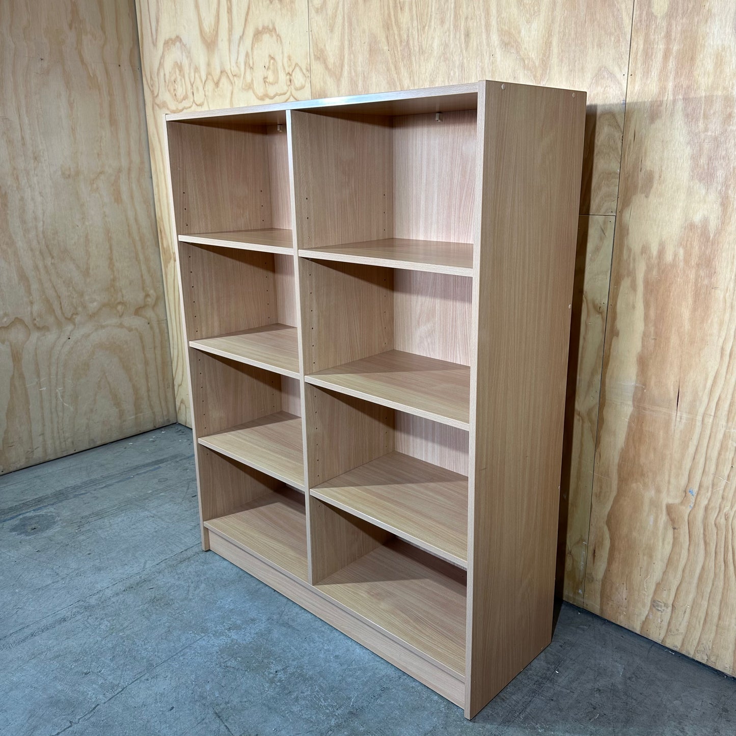 Light Oak Wood Veneer Double Bookcase