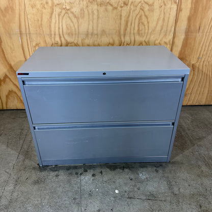 AusFile Wide 2-Drawer Cabinet in Silver Grey (Missing Lock Barrel)