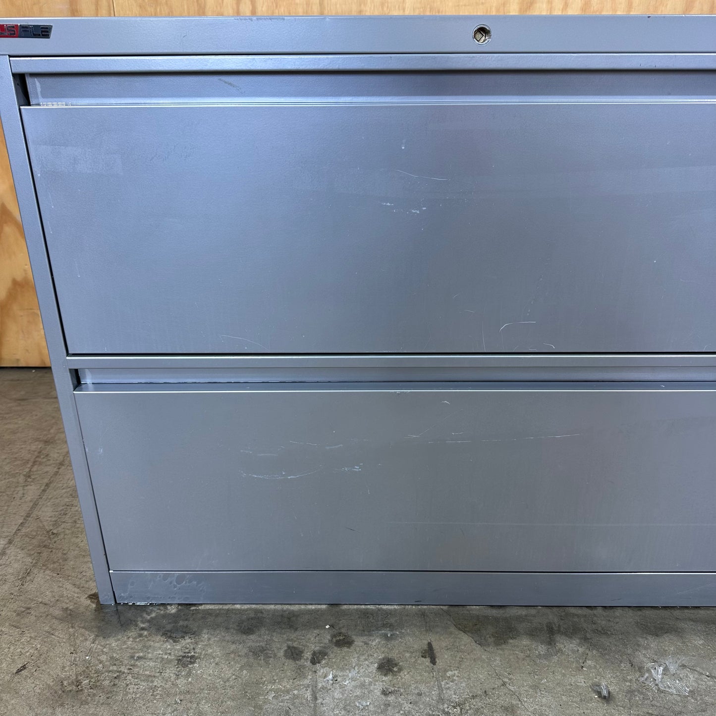 AusFile Wide 2-Drawer Cabinet in Silver Grey (Missing Lock Barrel)