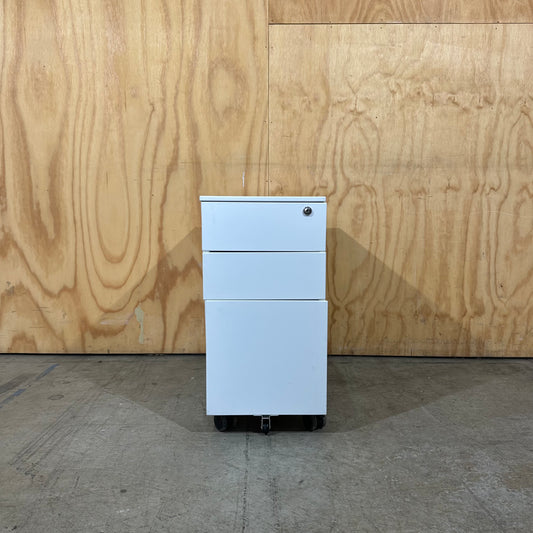 Slimline White 3-Drawer Pedestal