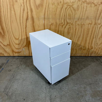 Slimline White 3-Drawer Pedestal