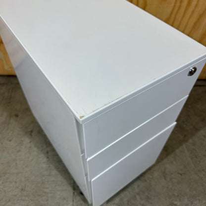 Slimline White 3-Drawer Pedestal