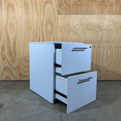 Large White 2-Drawer Pedestal