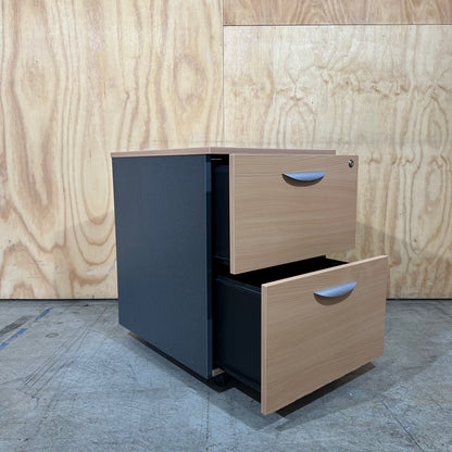 Charcoal and Beech 2-Drawer Pedestal
