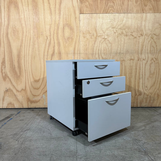 White 3-Drawer MDF Pedestal