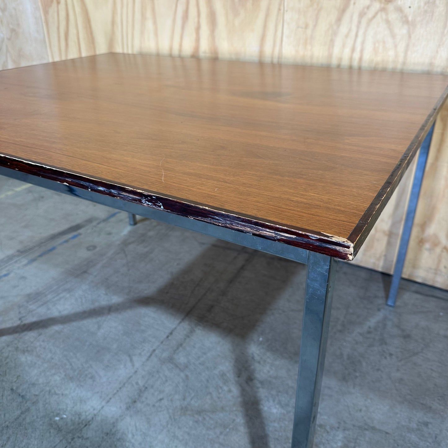 Industrial Square Wood-Grain Dining Table
