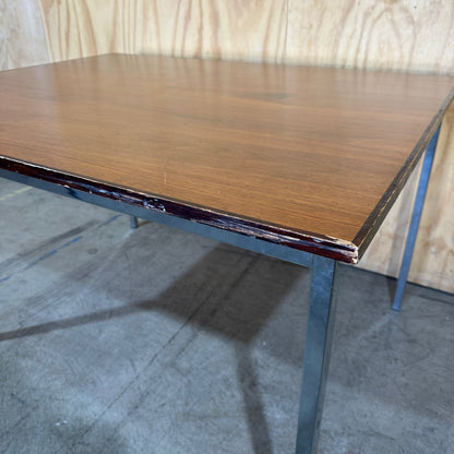 Industrial Square Wood-Grain Dining Table