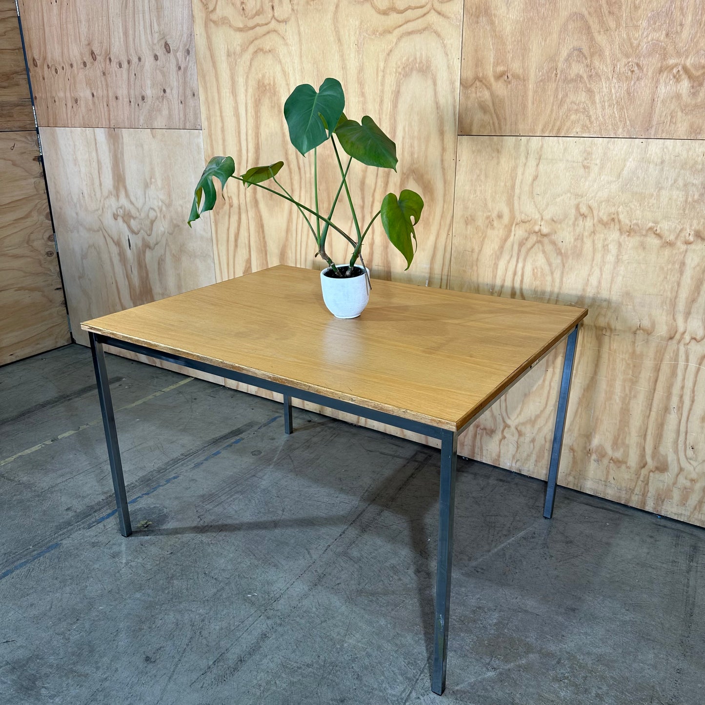 Industrial Mid-Century Style Timber Veneer Dining Table