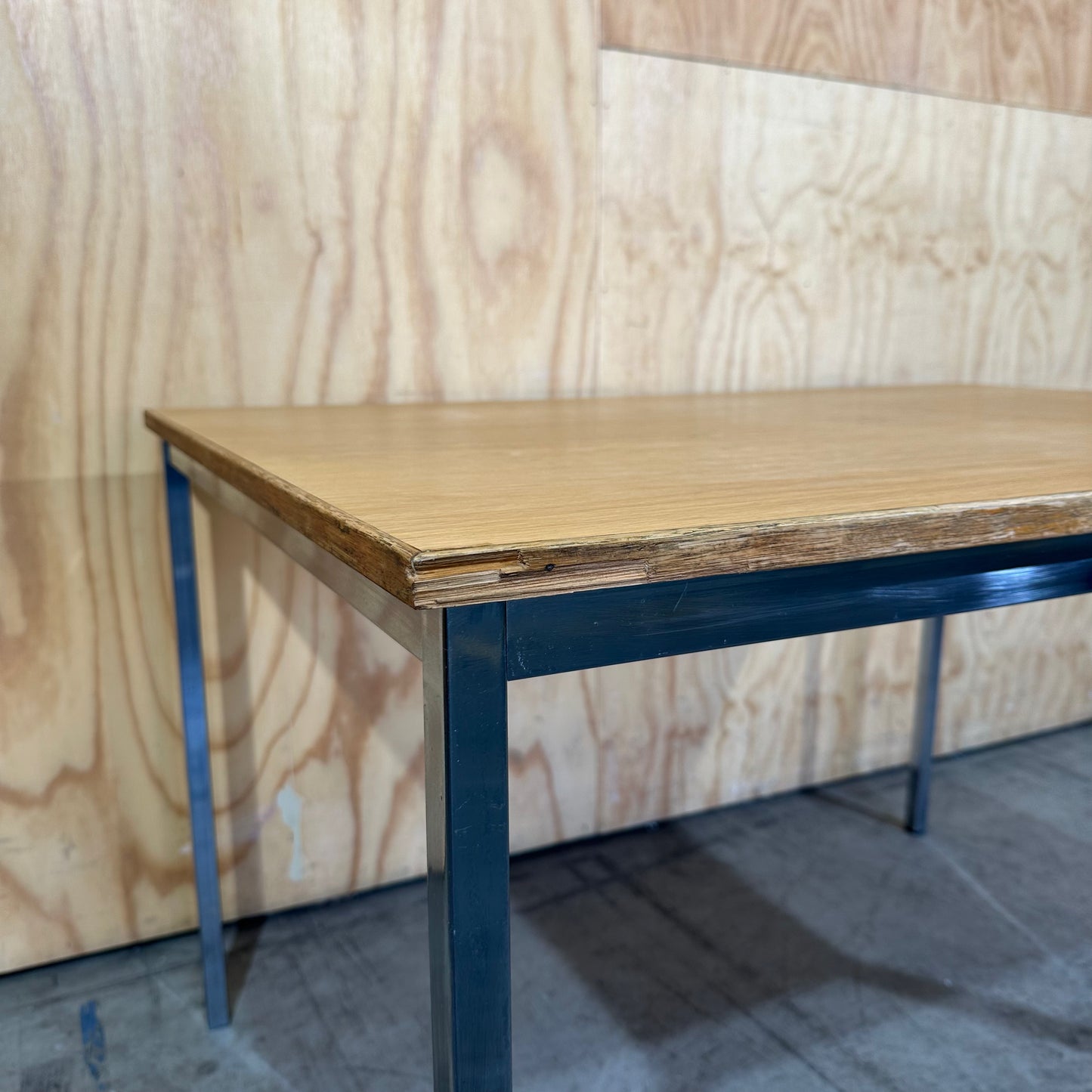 Industrial Mid-Century Style Timber Veneer Dining Table