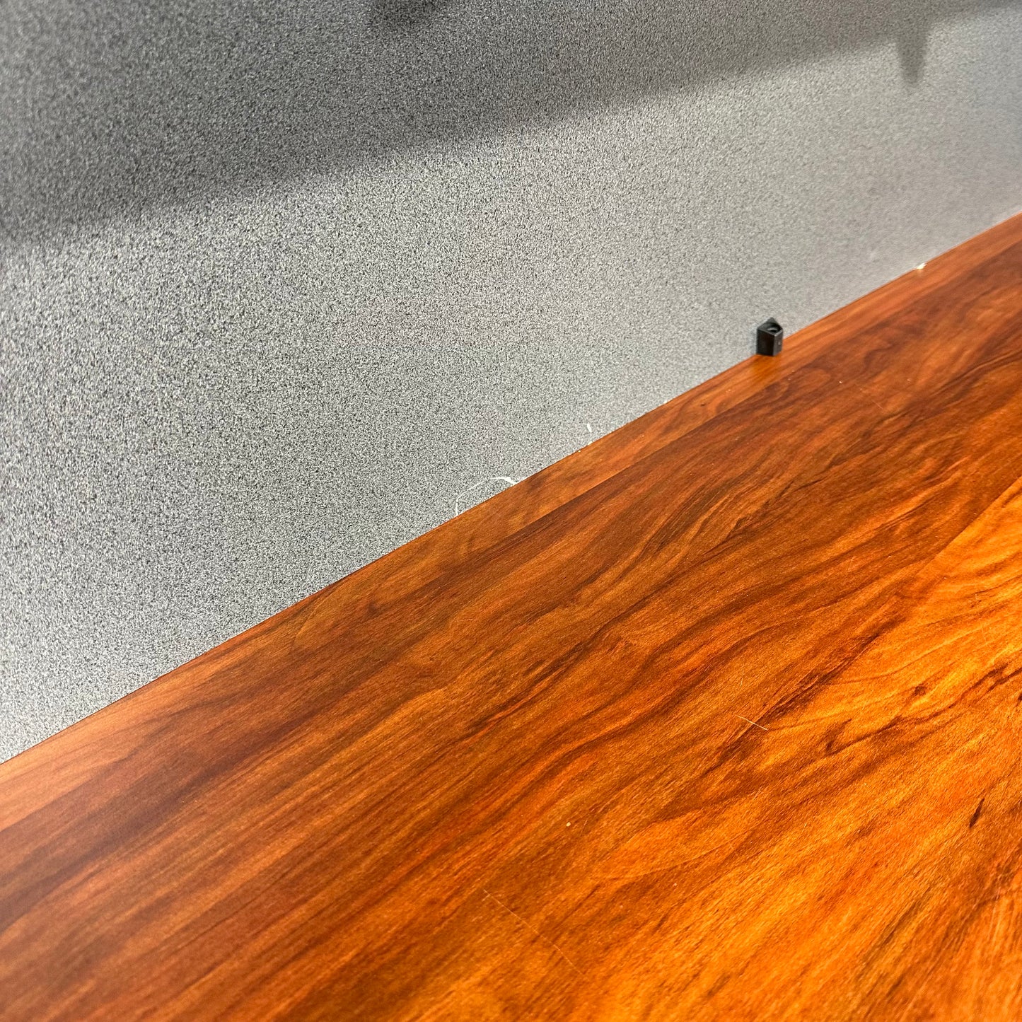 Charcoal and Wood-Grain Executive Credenza with Hutch