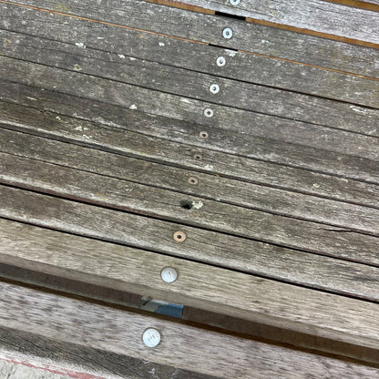 Wooden Park Bench with Blue Frame