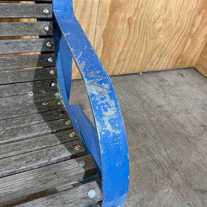 Wooden Park Bench with Blue Frame