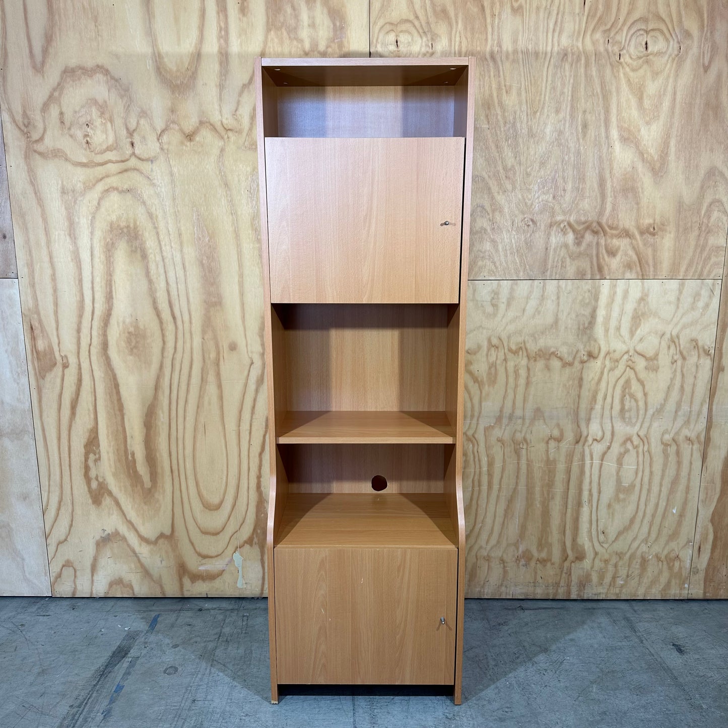 Wood Laminate Shelving Unit with Cupboards
