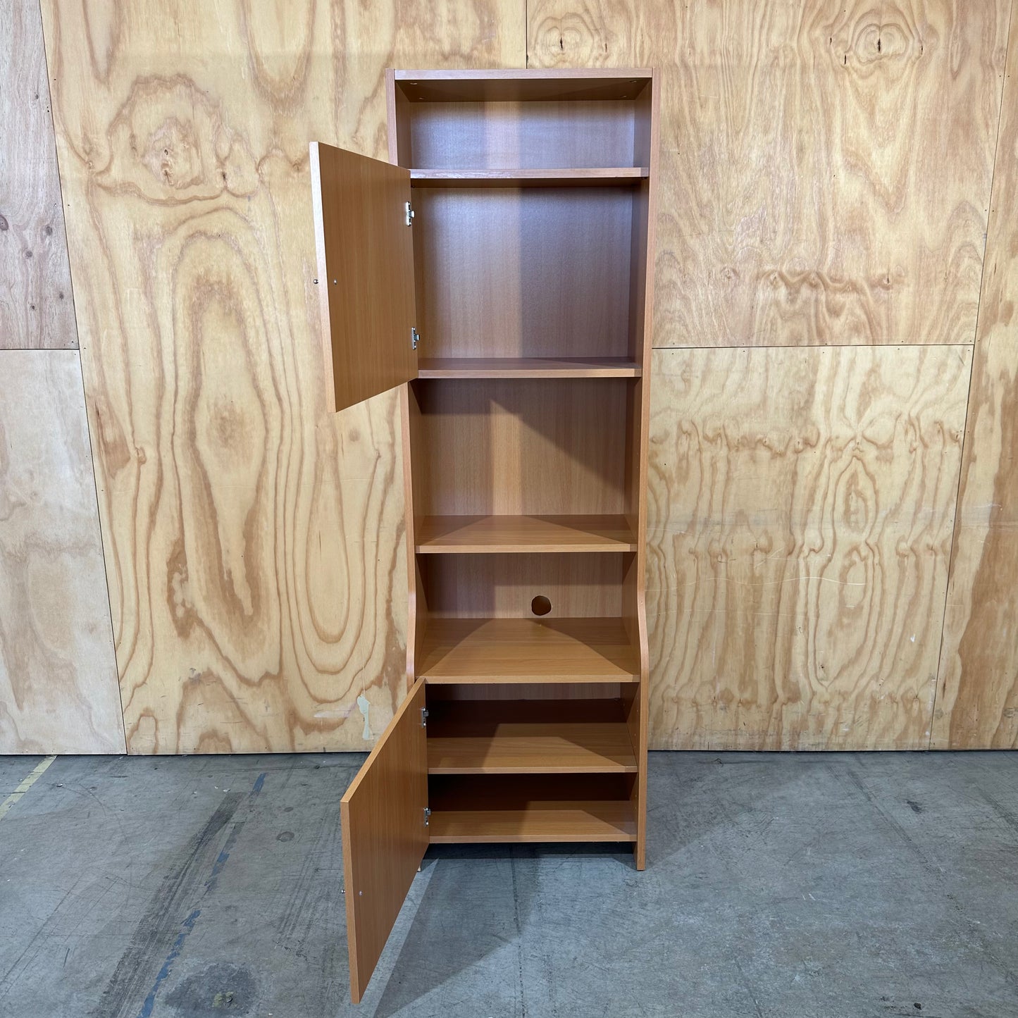 Wood Laminate Shelving Unit with Cupboards