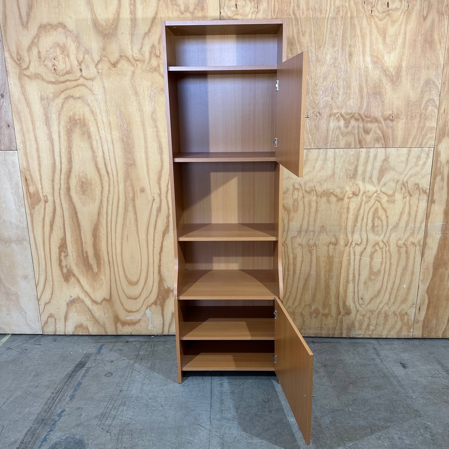 Wood Laminate Shelving Unit with Cupboards