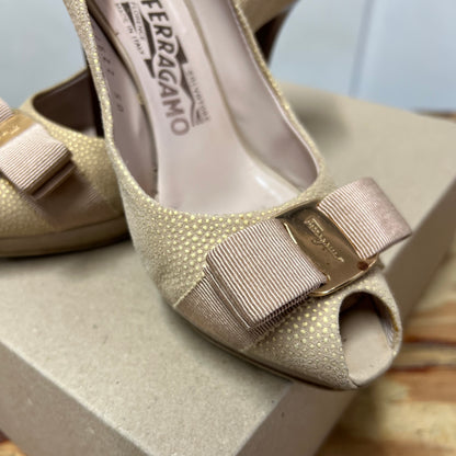 Salvatore Ferragamo Vara Bow Peep Toe Pumps