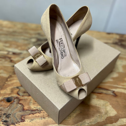 Salvatore Ferragamo Vara Bow Peep Toe Pumps