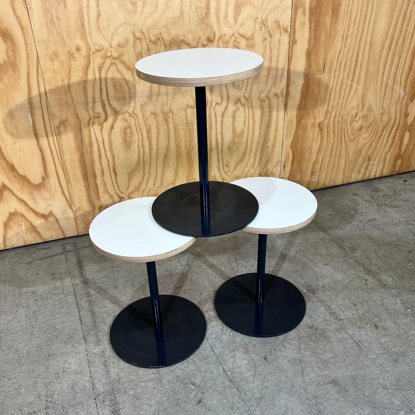 Small Round Side Table with Exposed Plywood Edge