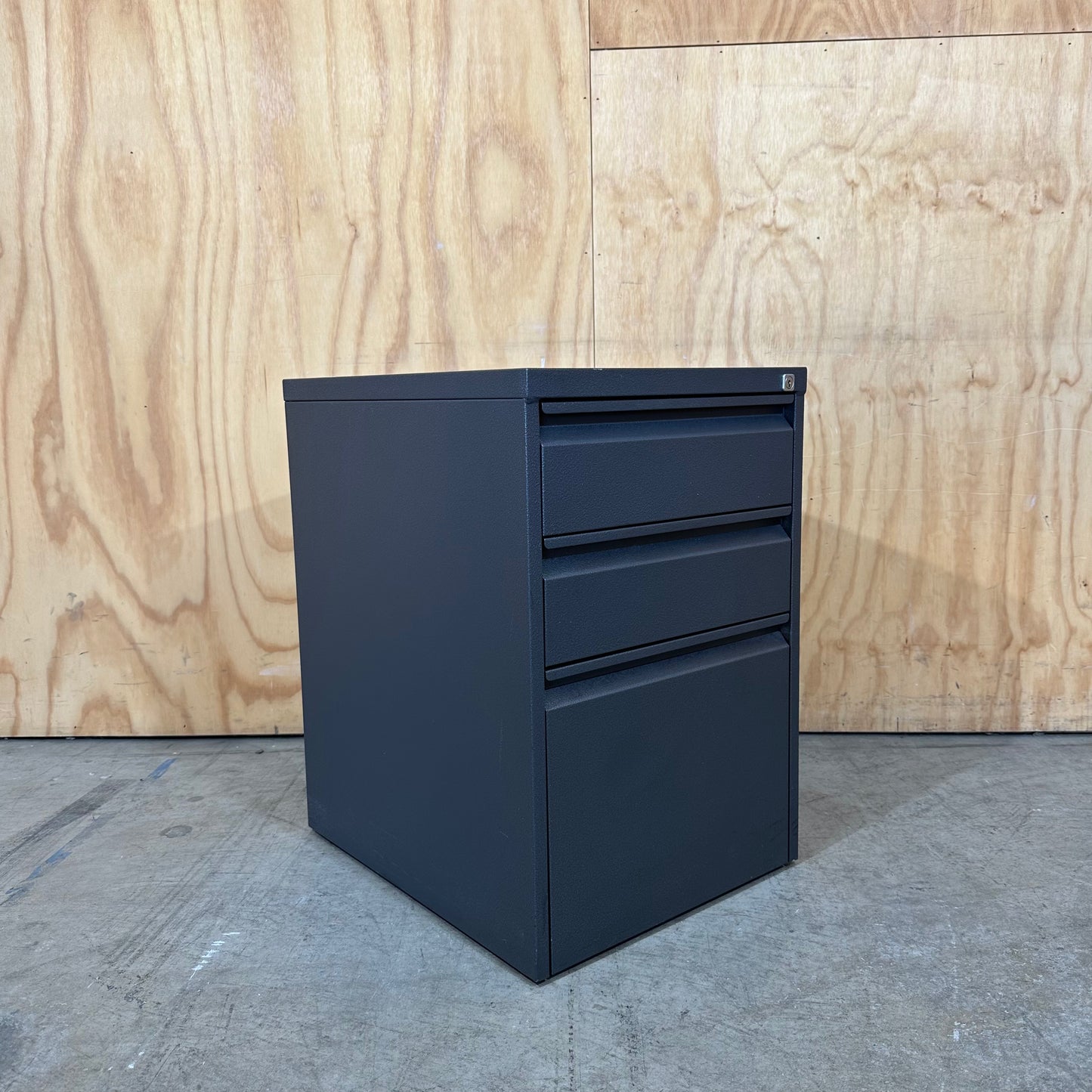 Dark Grey Metal 3 Drawer Pedestal