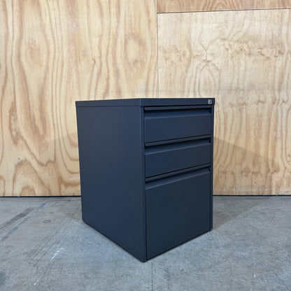 Dark Grey Metal 3 Drawer Pedestal