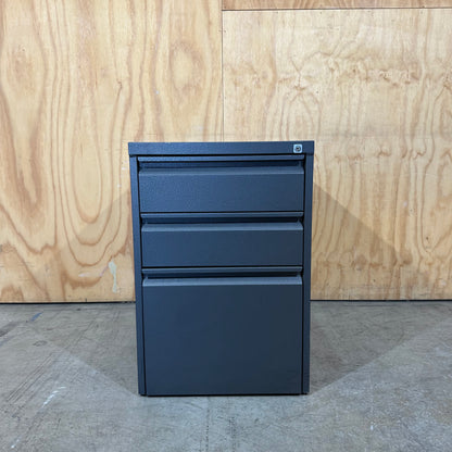 Dark Grey Metal 3 Drawer Pedestal