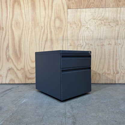 Dark Grey Metal 2 Drawer Pedestal