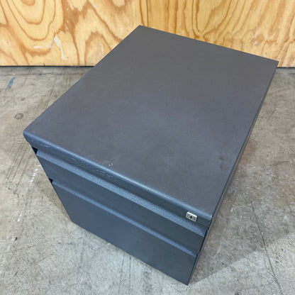 Dark Grey Metal 2 Drawer Pedestal
