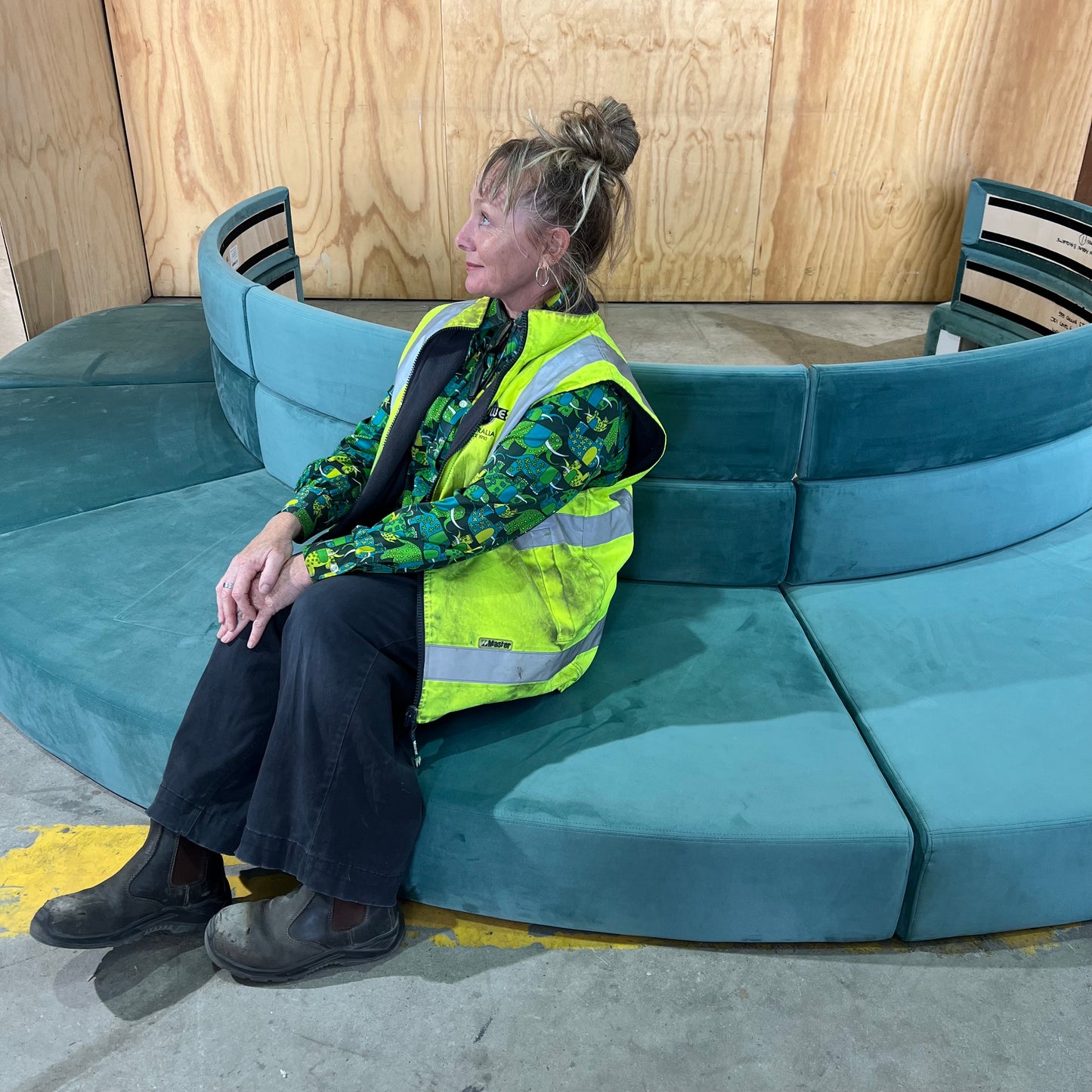 Custom Teal Upholstered Modular Seating Cushions