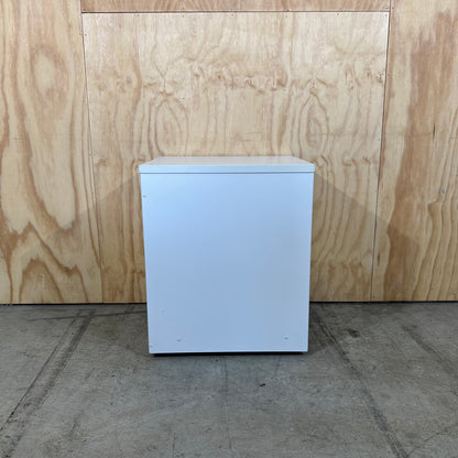 White 3 drawer pedestal with chrome handles