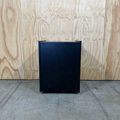 Black and wood veneer pedestal 3 drawers