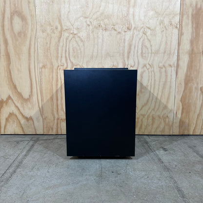 Black and wood veneer pedestal 3 drawers