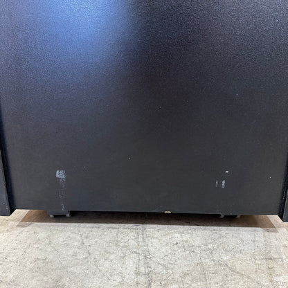 Black and wood veneer pedestal 3 drawers