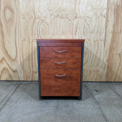 Oak veneer and charcoal 3 drawer pedestal