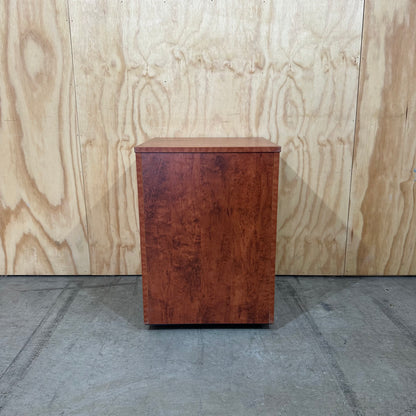 Wood veneer three drawer pedestal