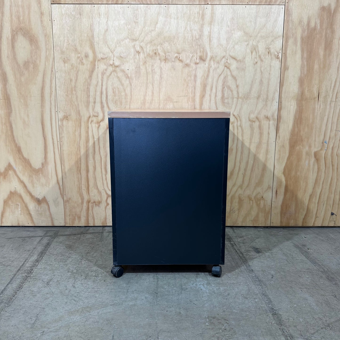 Wood Veneer Grey Pedestal with Sliver Handles