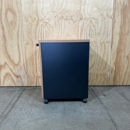 Wood Veneer Grey Pedestal with Sliver Handles