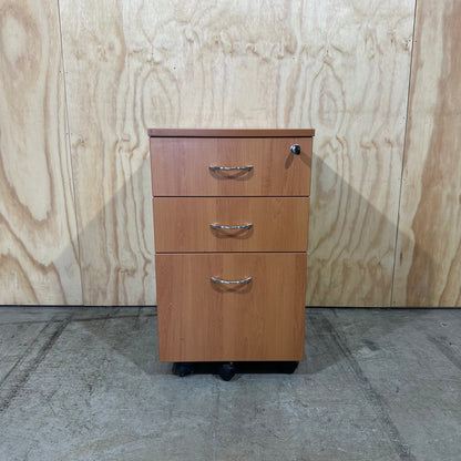 Wooden Veneer and Grey Pedestal