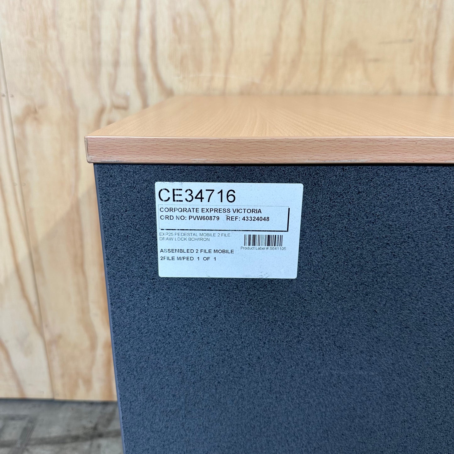 Light wood veneer two drawer pedestal