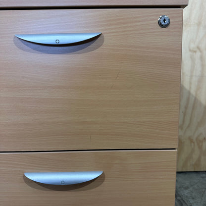 Light wood veneer two drawer pedestal